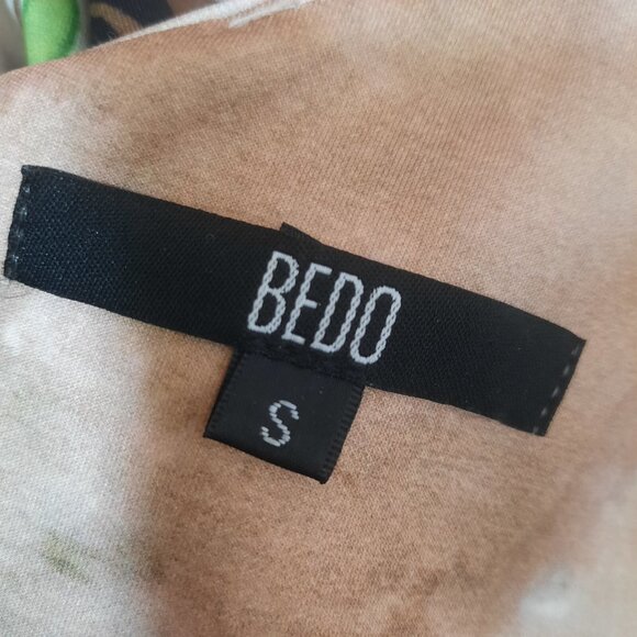 Y2K Butterfly Belted Dress Womens S Mini Sleeveless Fit flare Beige Green - Picture 10 of 11